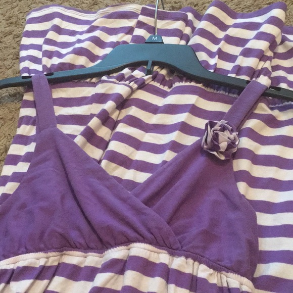 Zunie Striped Sundress Maxi Purple White - Picture 2 of 3